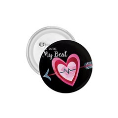 You Are My Beat / Pink And Teal Hearts Pattern (black)  1.75  Buttons