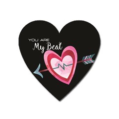 You Are My Beat / Pink And Teal Hearts Pattern (black)  Heart Magnet by FashionFling