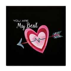 You Are My Beat / Pink And Teal Hearts Pattern (black)  Face Towel by FashionFling