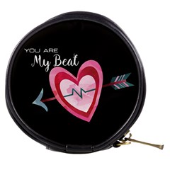 You Are My Beat / Pink And Teal Hearts Pattern (black)  Mini Makeup Bags by FashionFling