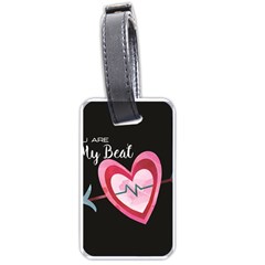 You Are My Beat / Pink And Teal Hearts Pattern (black)  Luggage Tags (one Side)  by FashionFling