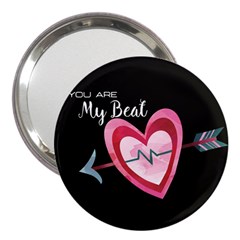 You Are My Beat / Pink And Teal Hearts Pattern (black)  3  Handbag Mirrors by FashionFling