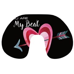 You Are My Beat / Pink And Teal Hearts Pattern (black)  Travel Neck Pillows by FashionFling