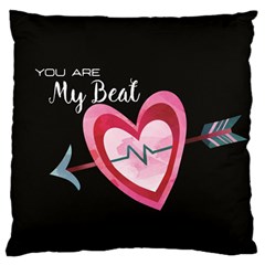 You Are My Beat / Pink And Teal Hearts Pattern (black)  Standard Flano Cushion Case (two Sides) by FashionFling