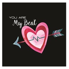 You Are My Beat / Pink And Teal Hearts Pattern (black)  Large Satin Scarf (square) by FashionFling