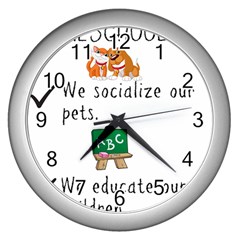 Homeschoolers Socialize Wall Clocks (silver)  by athenastemple