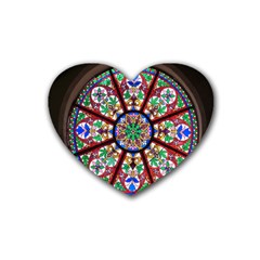 Church Window Window Rosette Heart Coaster (4 Pack)  by Nexatart
