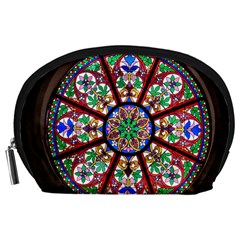 Church Window Window Rosette Accessory Pouches (large)  by Nexatart