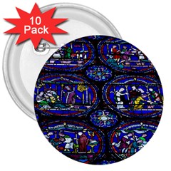 Church Window Canterbury 3  Buttons (10 Pack) 