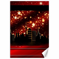 City Silhouette Christmas Star Canvas 12  X 18  