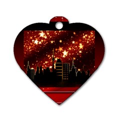 City Silhouette Christmas Star Dog Tag Heart (two Sides) by Nexatart