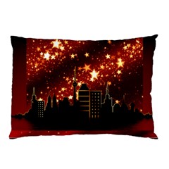 City Silhouette Christmas Star Pillow Case by Nexatart