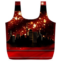 City Silhouette Christmas Star Full Print Recycle Bags (l)  by Nexatart