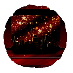 City Silhouette Christmas Star Large 18  Premium Flano Round Cushions by Nexatart