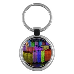 City Metropolis Sea Of Light Key Chains (round)  by Nexatart