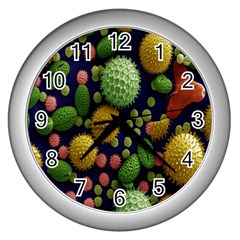 Colorized Pollen Macro View Wall Clocks (silver)  by Nexatart