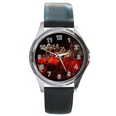 Clifton Mill Christmas Lights Round Metal Watch by Nexatart