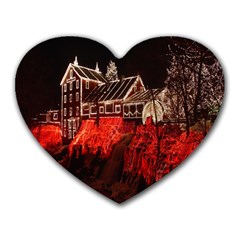Clifton Mill Christmas Lights Heart Mousepads by Nexatart