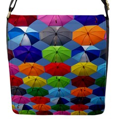 Color Umbrella Blue Sky Red Pink Grey And Green Folding Umbrella Painting Flap Messenger Bag (s) by Nexatart