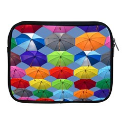 Color Umbrella Blue Sky Red Pink Grey And Green Folding Umbrella Painting Apple Ipad 2/3/4 Zipper Cases by Nexatart