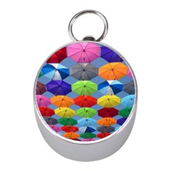 Color Umbrella Blue Sky Red Pink Grey And Green Folding Umbrella Painting Mini Silver Compasses