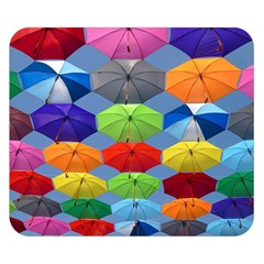 Color Umbrella Blue Sky Red Pink Grey And Green Folding Umbrella Painting Double Sided Flano Blanket (small)  by Nexatart