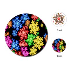 Colourful Snowflake Wallpaper Pattern Playing Cards (round) 