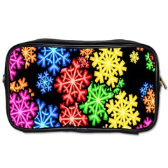 Colourful Snowflake Wallpaper Pattern Toiletries Bags 2-side