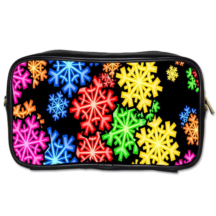 Colourful Snowflake Wallpaper Pattern Toiletries Bags 2-Side