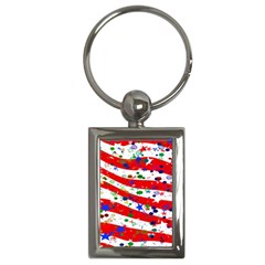Confetti Star Parade Usa Lines Key Chains (rectangle)  by Nexatart
