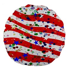 Confetti Star Parade Usa Lines Large 18  Premium Flano Round Cushions by Nexatart
