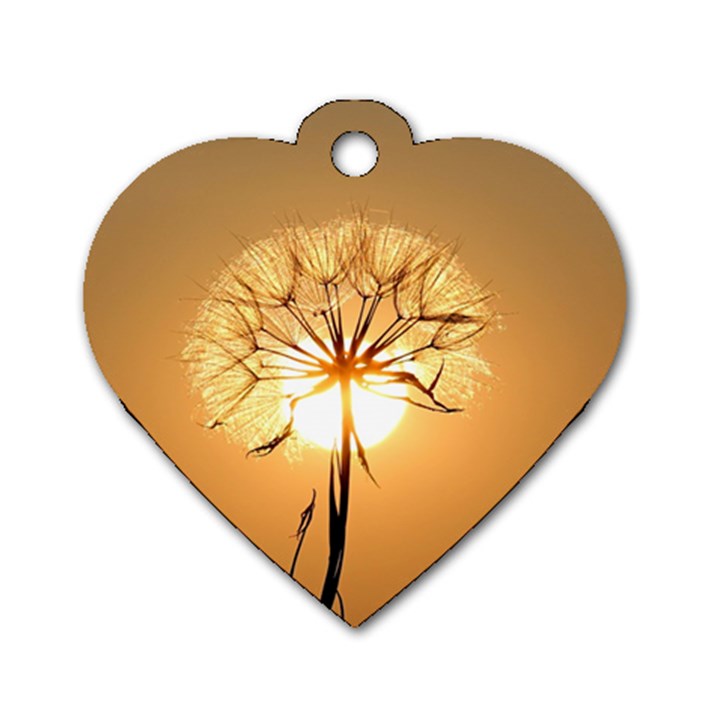 Dandelion Sun Dew Water Plants Dog Tag Heart (Two Sides)