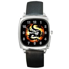 Dragon Fire Monster Creature Square Metal Watch