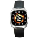 Dragon Fire Monster Creature Square Metal Watch Front