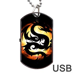 Dragon Fire Monster Creature Dog Tag Usb Flash (two Sides) by Nexatart