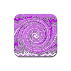 Digital Purple Party Pattern Rubber Coaster (square) 