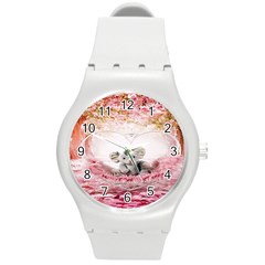 Elephant Heart Plush Vertical Toy Round Plastic Sport Watch (m) by Nexatart