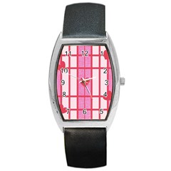 Fabric Magenta Texture Textile Love Hearth Barrel Style Metal Watch by Nexatart