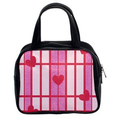 Fabric Magenta Texture Textile Love Hearth Classic Handbags (2 Sides) by Nexatart