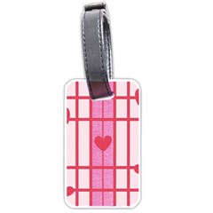 Fabric Magenta Texture Textile Love Hearth Luggage Tags (one Side)  by Nexatart