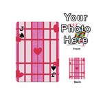 Fabric Magenta Texture Textile Love Hearth Playing Cards 54 (Mini)  Front - SpadeJ