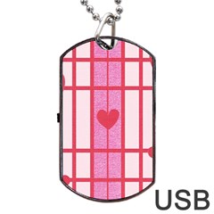 Fabric Magenta Texture Textile Love Hearth Dog Tag Usb Flash (one Side) by Nexatart