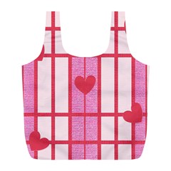 Fabric Magenta Texture Textile Love Hearth Full Print Recycle Bags (l)  by Nexatart