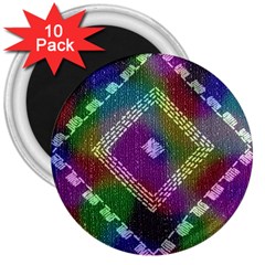 Embroidered Fabric Pattern 3  Magnets (10 Pack)  by Nexatart
