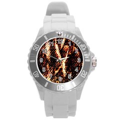 Fabric Yikes Texture Round Plastic Sport Watch (l) by Nexatart