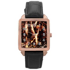 Fabric Yikes Texture Rose Gold Leather Watch 