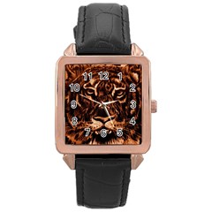 Eye Of The Tiger Rose Gold Leather Watch 