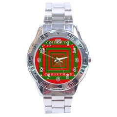 Fabric 3d Merry Christmas Stainless Steel Analogue Watch