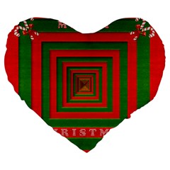 Fabric 3d Merry Christmas Large 19  Premium Heart Shape Cushions by Nexatart