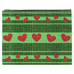 Fabric Christmas Hearts Texture Cosmetic Bag (xxxl)  by Nexatart